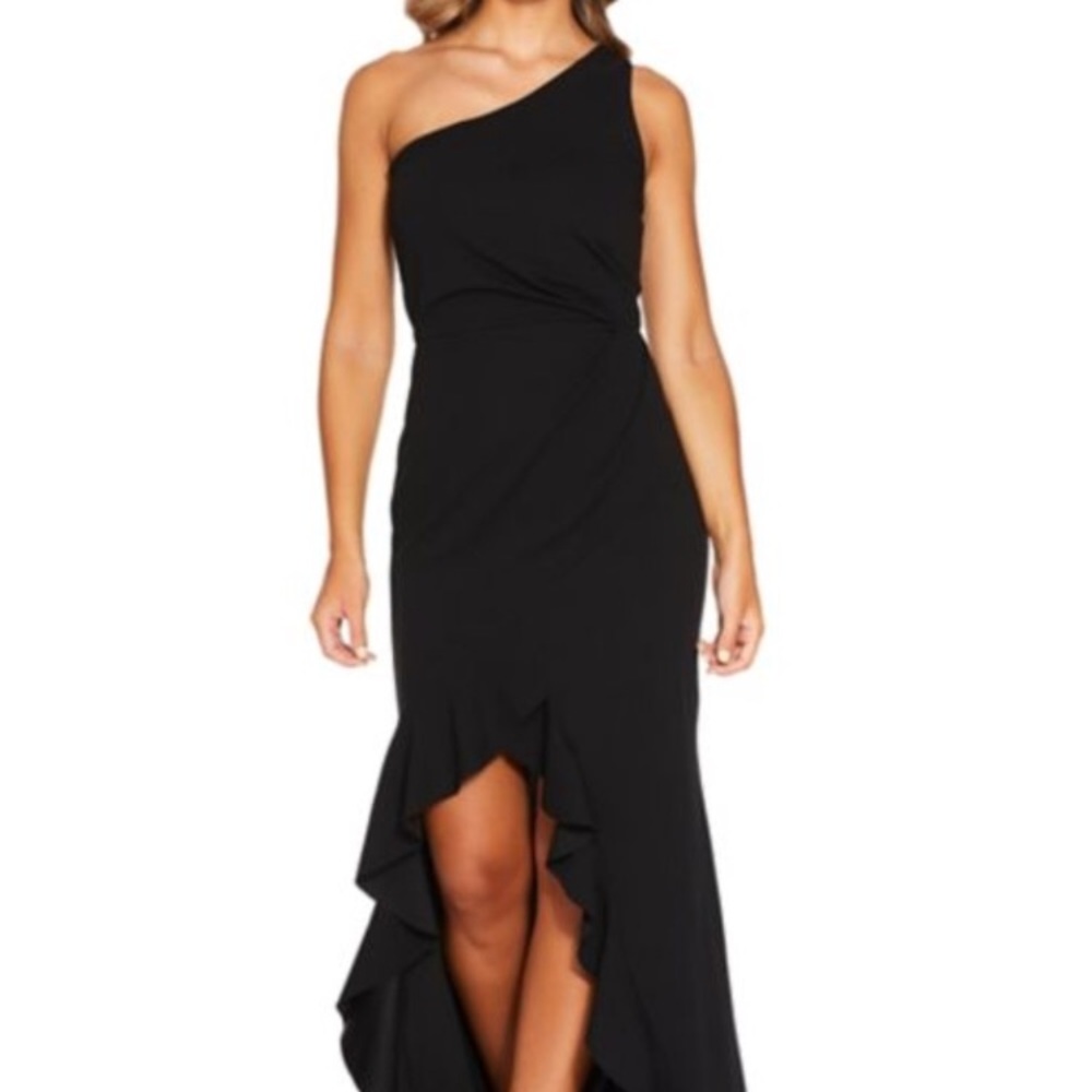 Quiz size 6 black one shoulder ruffle dress